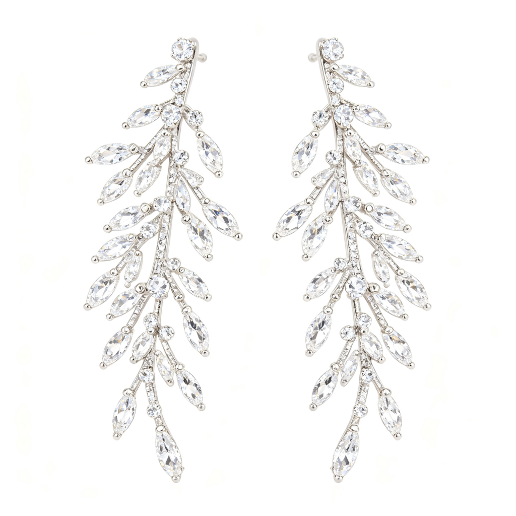 Silver Leaf Branch Dangle Earrings
