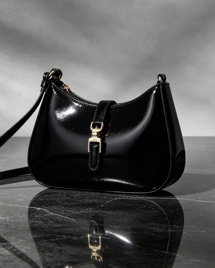 Black Buckle Detail Shoulder Bag